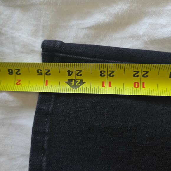 Quince Stretch High Rise Kick Flare Jeans Cropped Black Size 26 Organic Cotton - Picture 11 of 11